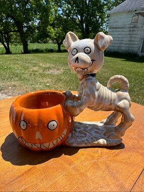Yankee Candle Orange Pumpkin Dog Halloween Holder